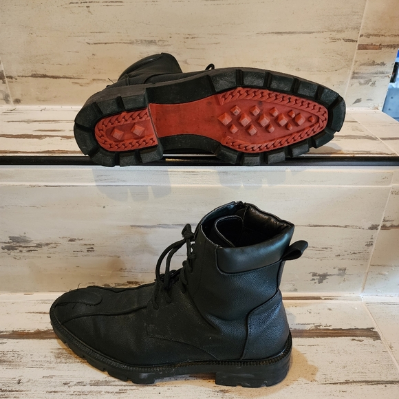 Mens zip boots, black w/ red sole, size 11.5 - Picture 8 of 8
